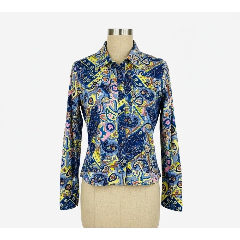 LH Sport Womens Paisley Floral Jacket‎  Blue Yellow Large